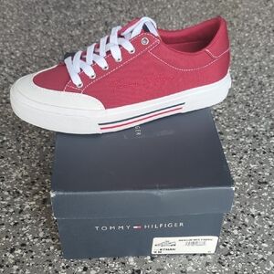 Tommy Hilfiger Burgundy Canvas Sneakers